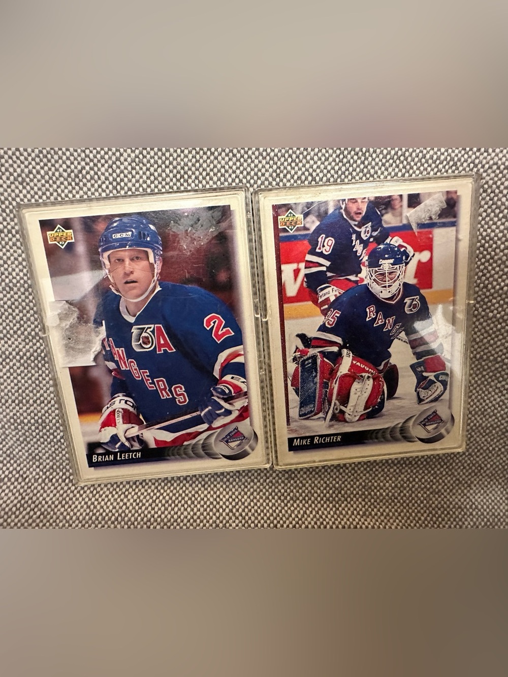 New York Rangers Brian Leetch & Mike Richter Hockey Cards - New in plastic